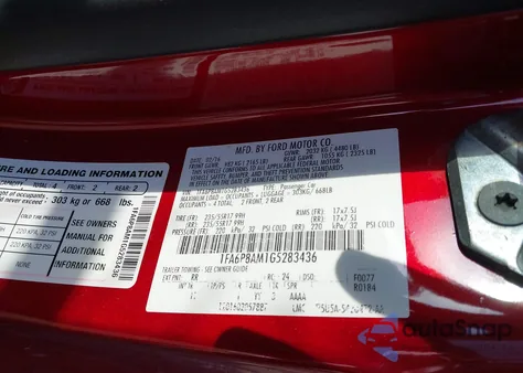 2016 Ford Mustang V6 from USA, damaged, VIN 1FA6P8AM1G5283436